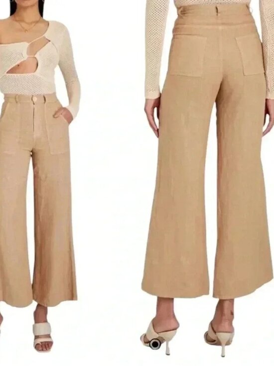 Enza Costa Pants - Enza Costa French Linen Wide Leg Trouser Pants 1 Oat Milk NWOT